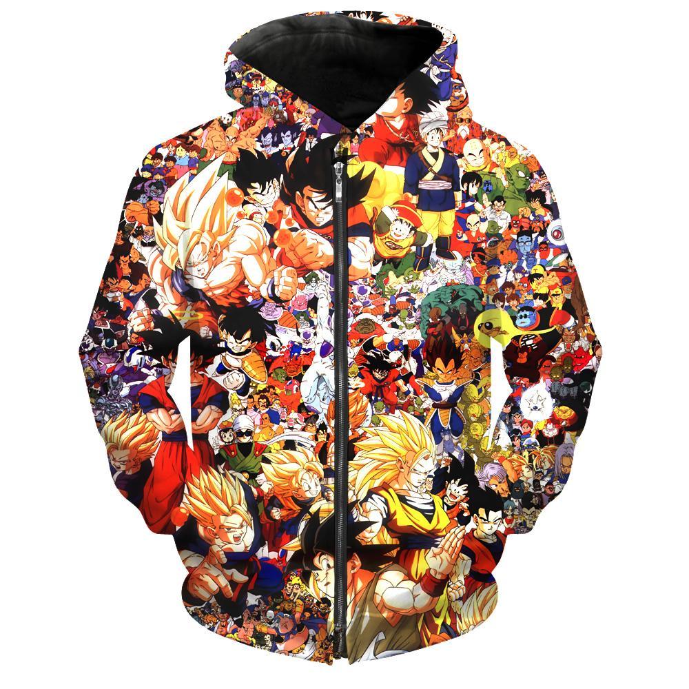 Dragon Ball All Characters Zip Up Dbz Ands Hoodie 3D