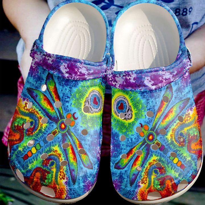 Dragonfly And Skull Crocs Clog Shoes