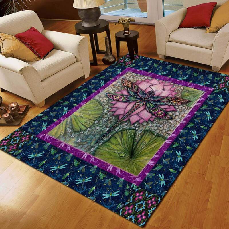 Enchanting Dragonfly And Lotus Limited Edition Rug