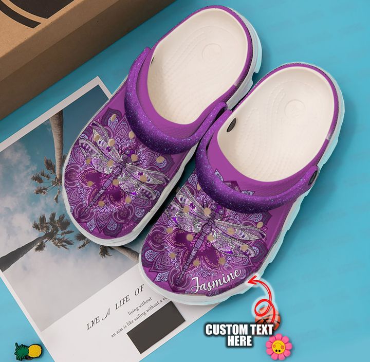 Dragonfly Personalized Purple Crocs Clog Shoes