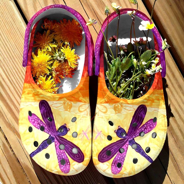 Dragonfly Purple Crocs Clog Shoes