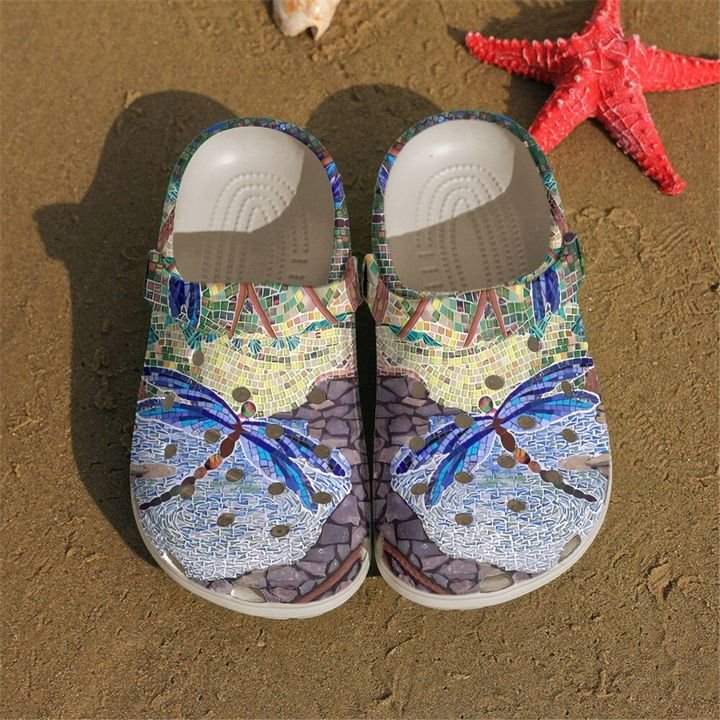 Dragonfly Tiles Crocs Clog Shoes