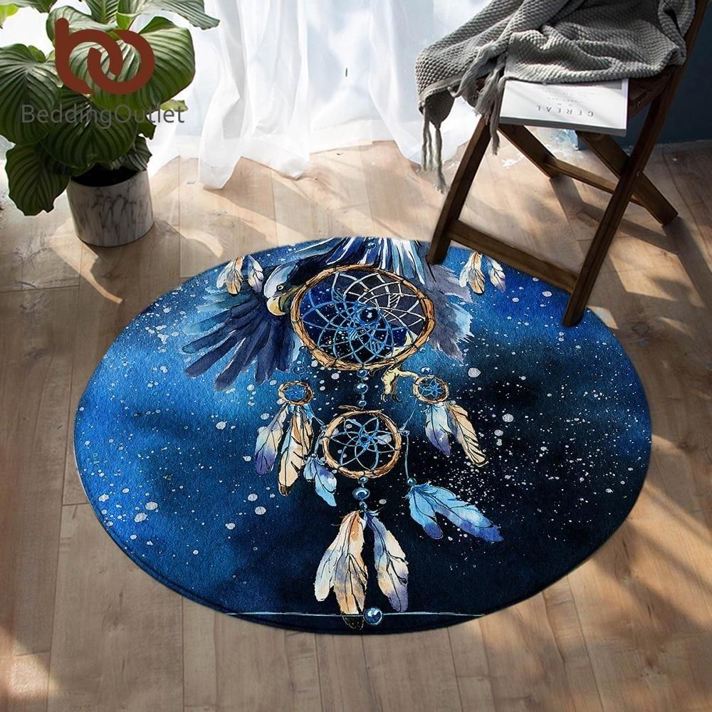 Dreamcatcher Blue Galaxy Native American Round Limited Edition Round Rug