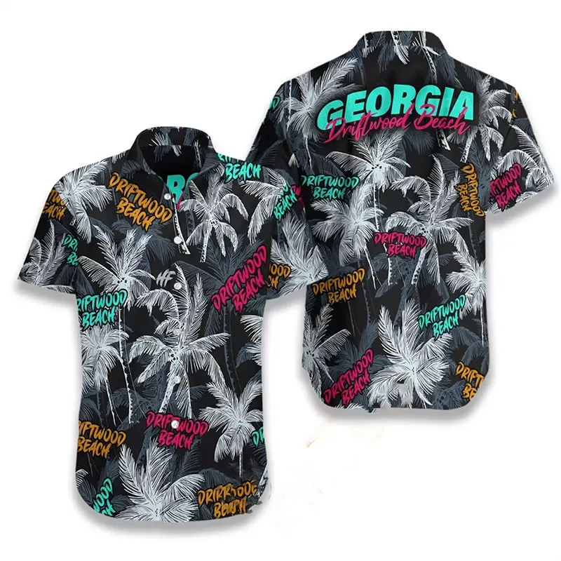 Driftwood Beach Coconut Tree Seamless Hawaiian shirts