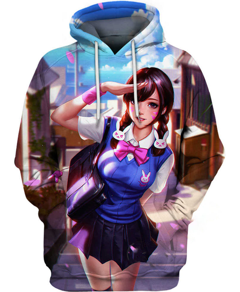 D.va School Uniform Hoodie 3D 2 D.va School Uniform Hoodie 3D