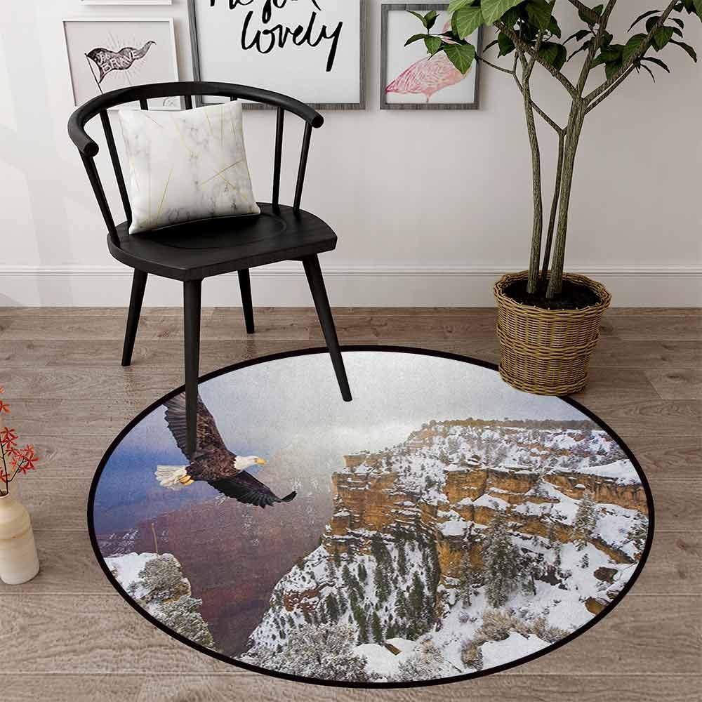 Eagle Flying In The Snow Limited Edition Round Rug