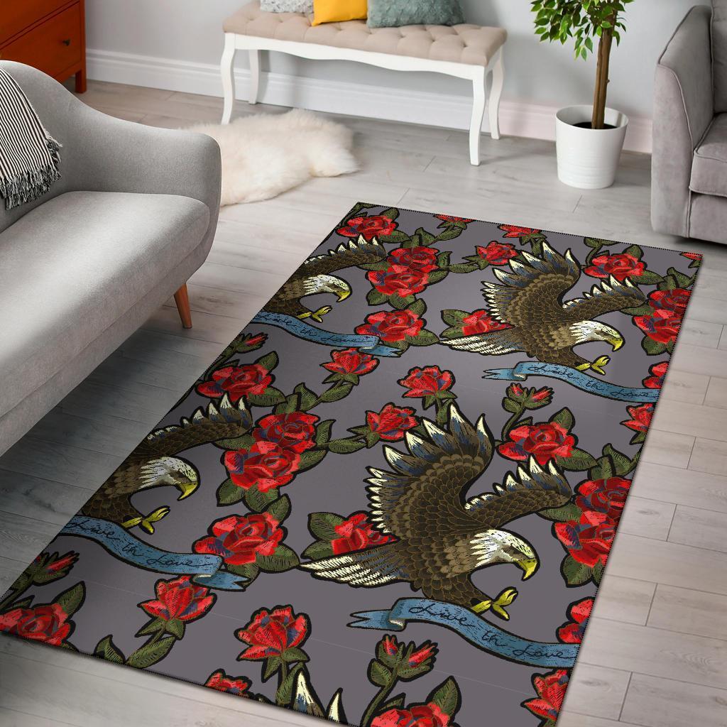Eagle Rose Pattern Print Area Limited Edition Rug