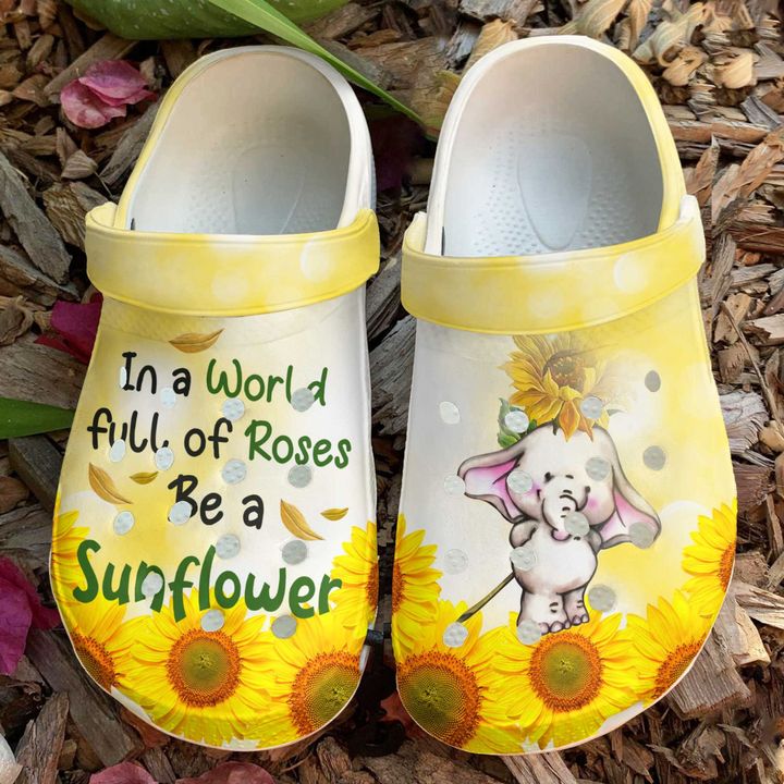 Elephant Crcocband Personalized Be A Sunflower Crocs Clog Shoes