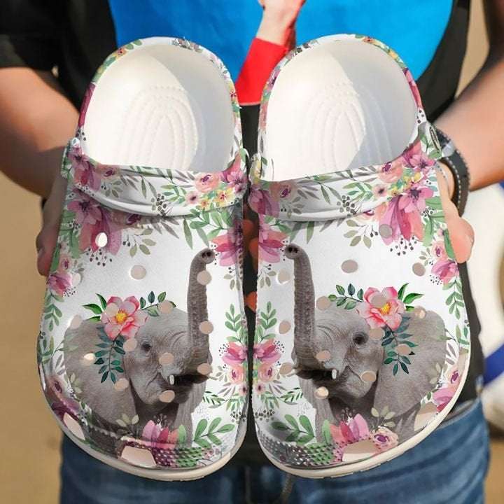 Unique Elephant Floral Crocs Clog Shoes 2 Unique Elephant Floral Crocs Clog Shoes