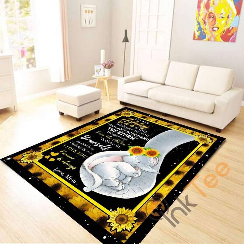 Elephant I Love You Forever And Always Sayings Letter From Mom Sunflower Bedroom Living Room Rug