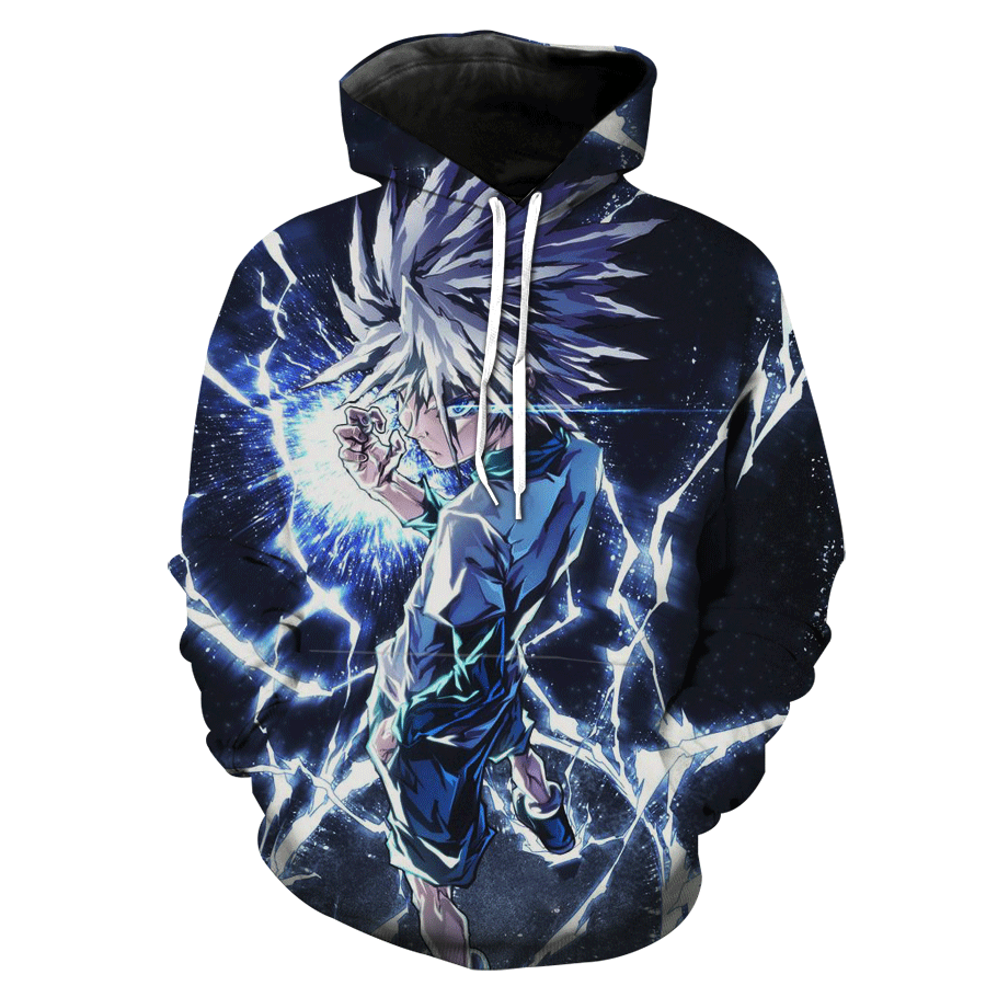 Epic Hunter X Hunter Lightening Killua Hoodie 3D 3 Epic Hunter X Hunter Lightening Killua Hoodie 3D