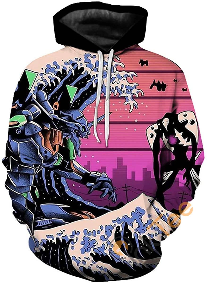 Evangelion Print Cosplay With Front Pocket Hoodie 3D