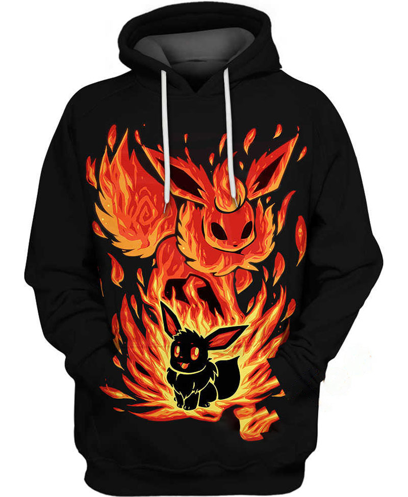 Evee And Flareon Pokemon Hoodie 3D