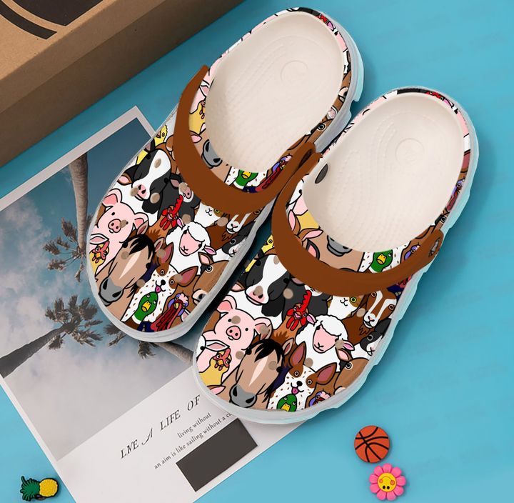 Farmer Animals Doodle Crocs Clog Shoes