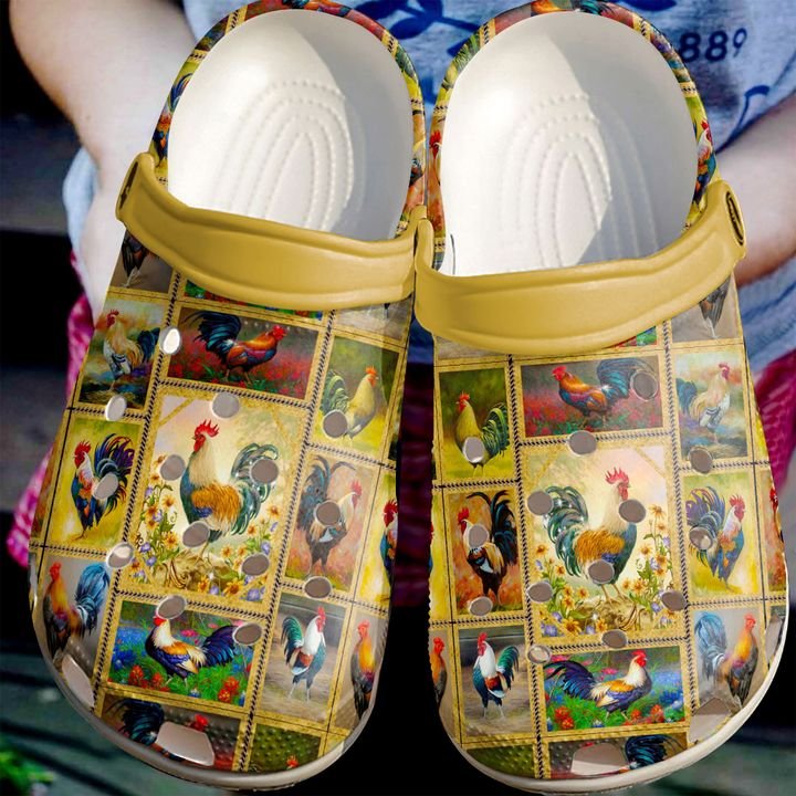 Farmer Chicken Pattern Crocs Clog Shoes 13 Farmer Chicken Pattern Crocs Clog Shoes