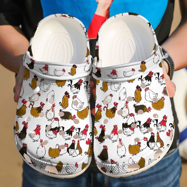 Farmer Flock Of Chickens Crocs Clog Shoes