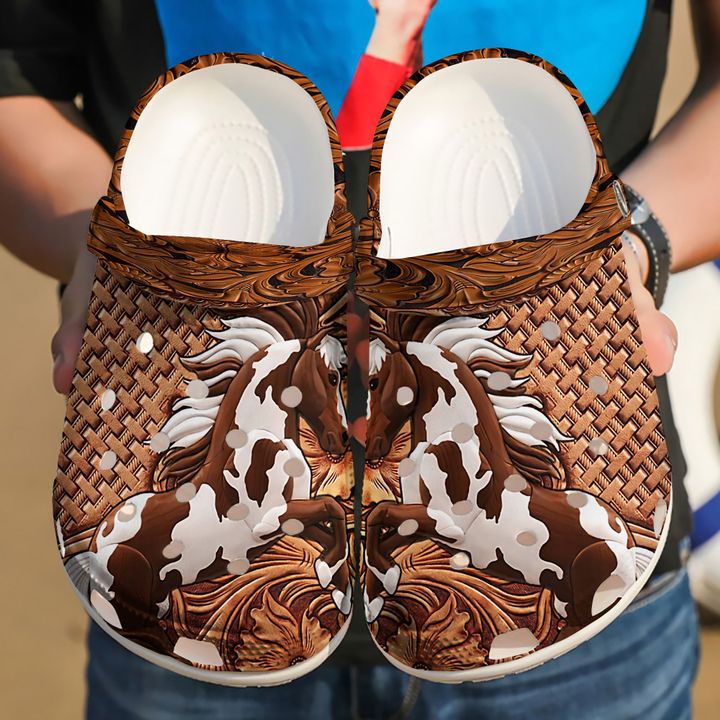Farmer Horse Wood Crocs Clog Shoes