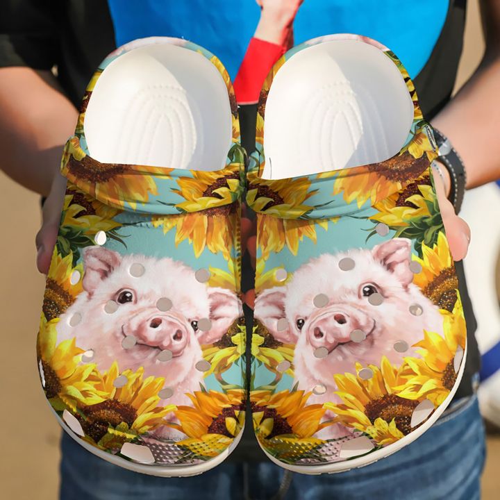Farmer Sunflower Pig Crocs Clog Shoes