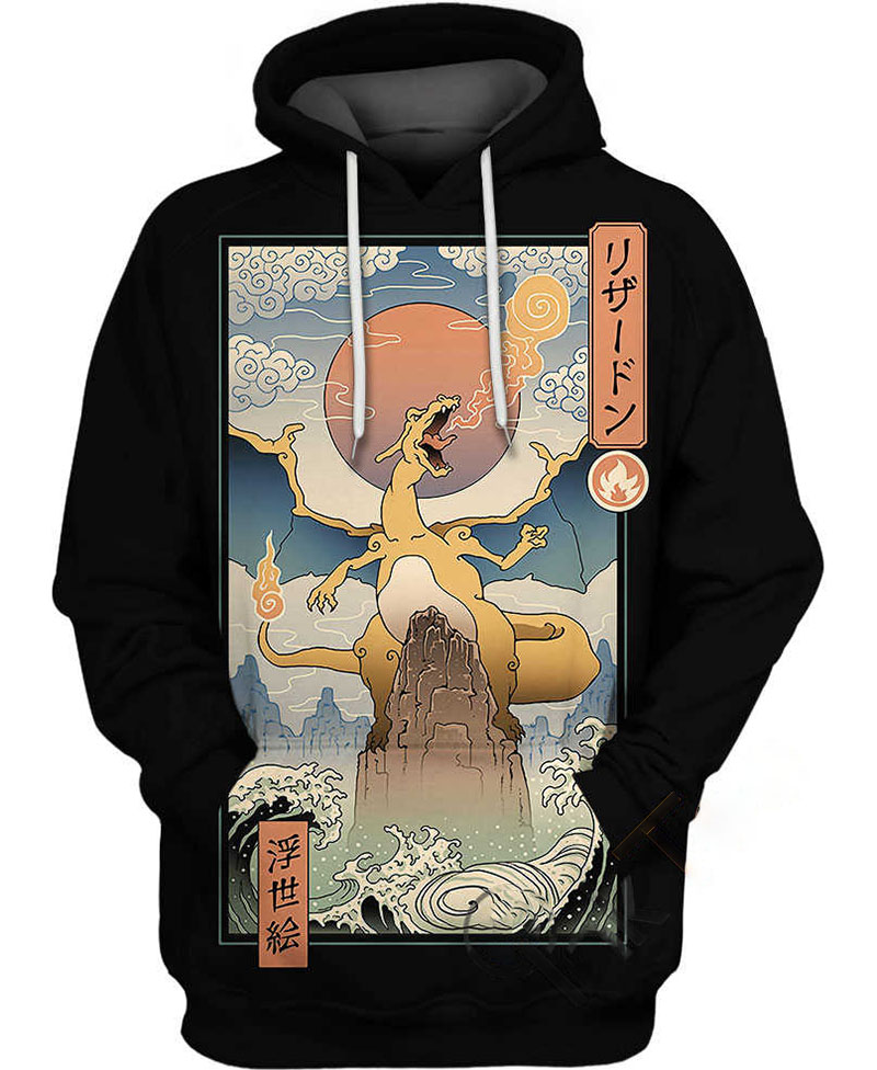 Fire Dragon Ukiyo-e Hoodie 3D