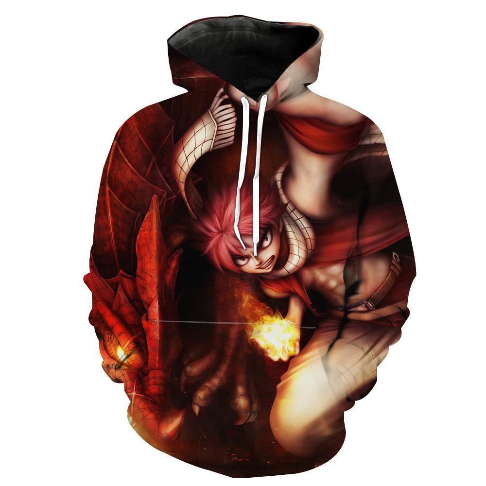 Fire Natsu Fairy Tail Anime Hoodie 3D 1 Fire Natsu Fairy Tail Anime Hoodie 3D