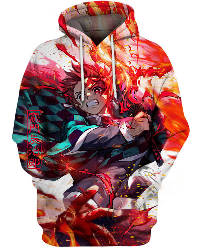 Fire Wheel Tanjiro Kamado Hoodie 3D 12 Fire Wheel Tanjiro Kamado Hoodie 3D