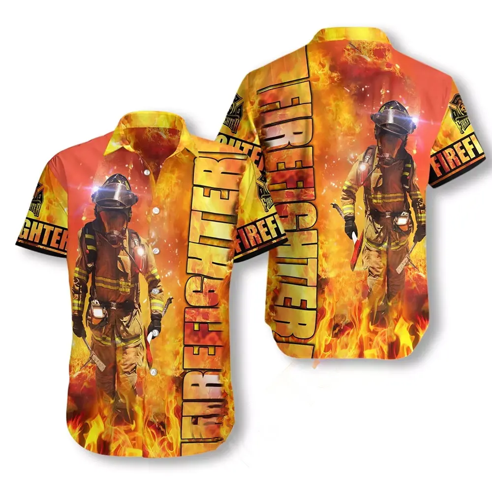 Firefighter Portrait Hawaiian shirts