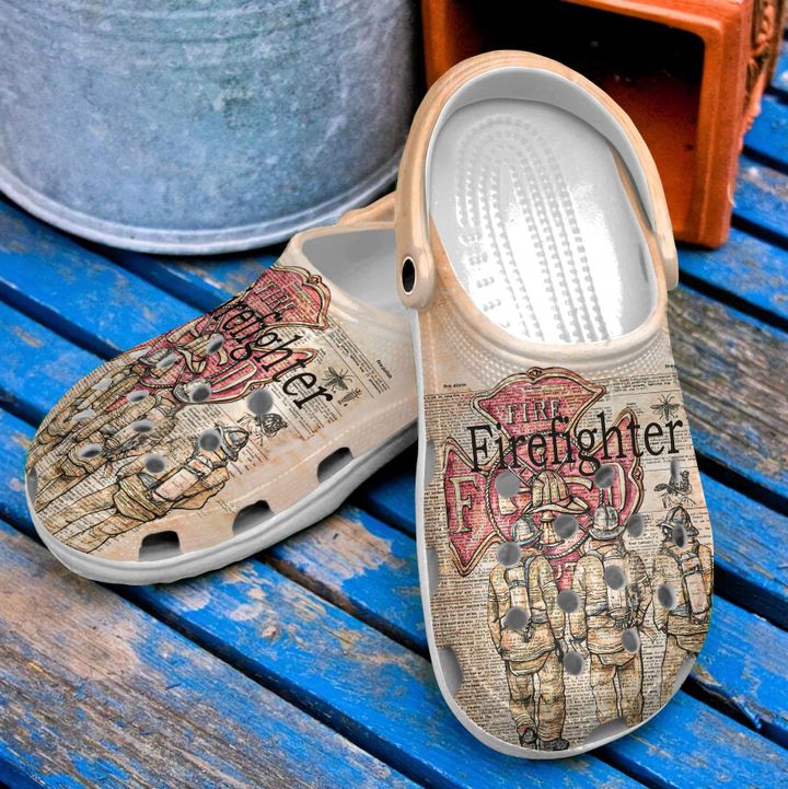 Firefighter Newspaper Crocs Clog Shoes