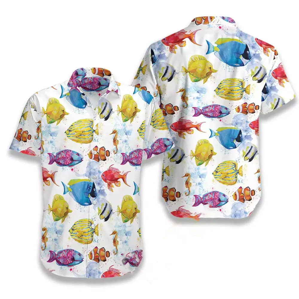 Fish Water Color Pattern Hawaiian shirts
