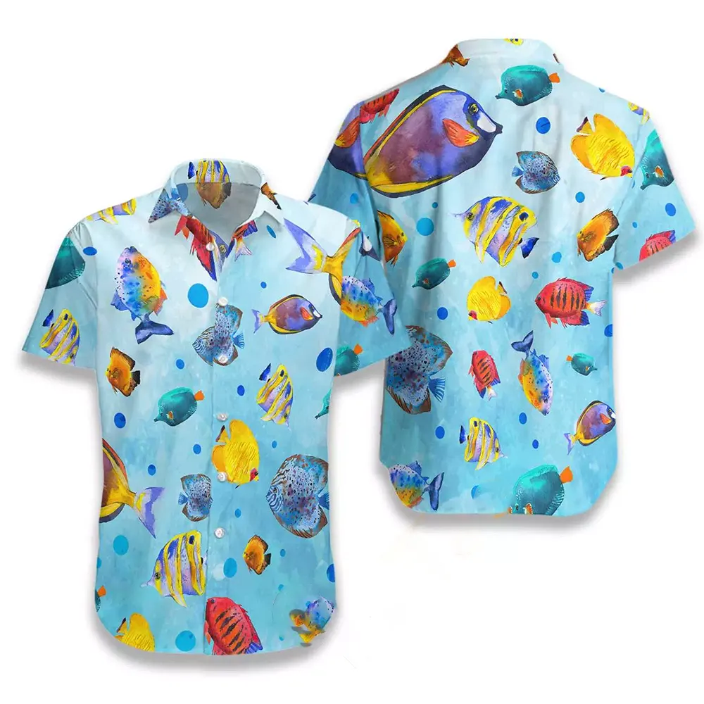 Fish Watercolor Pattern Hawaiian shirts 1 Fish Watercolor Pattern Hawaiian shirts
