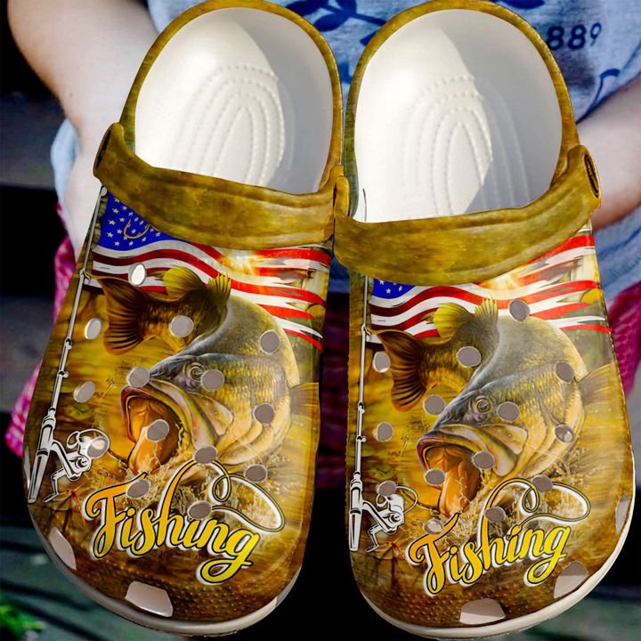 Fishing America Crocs Clog Shoes