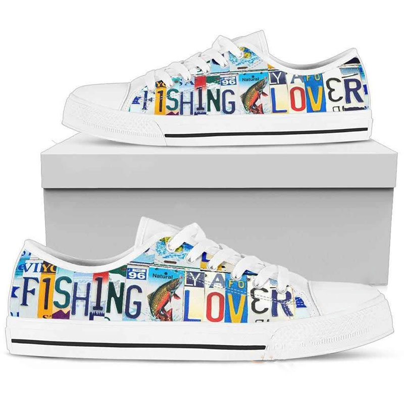 Fishing Lover Print Low Top Shoes