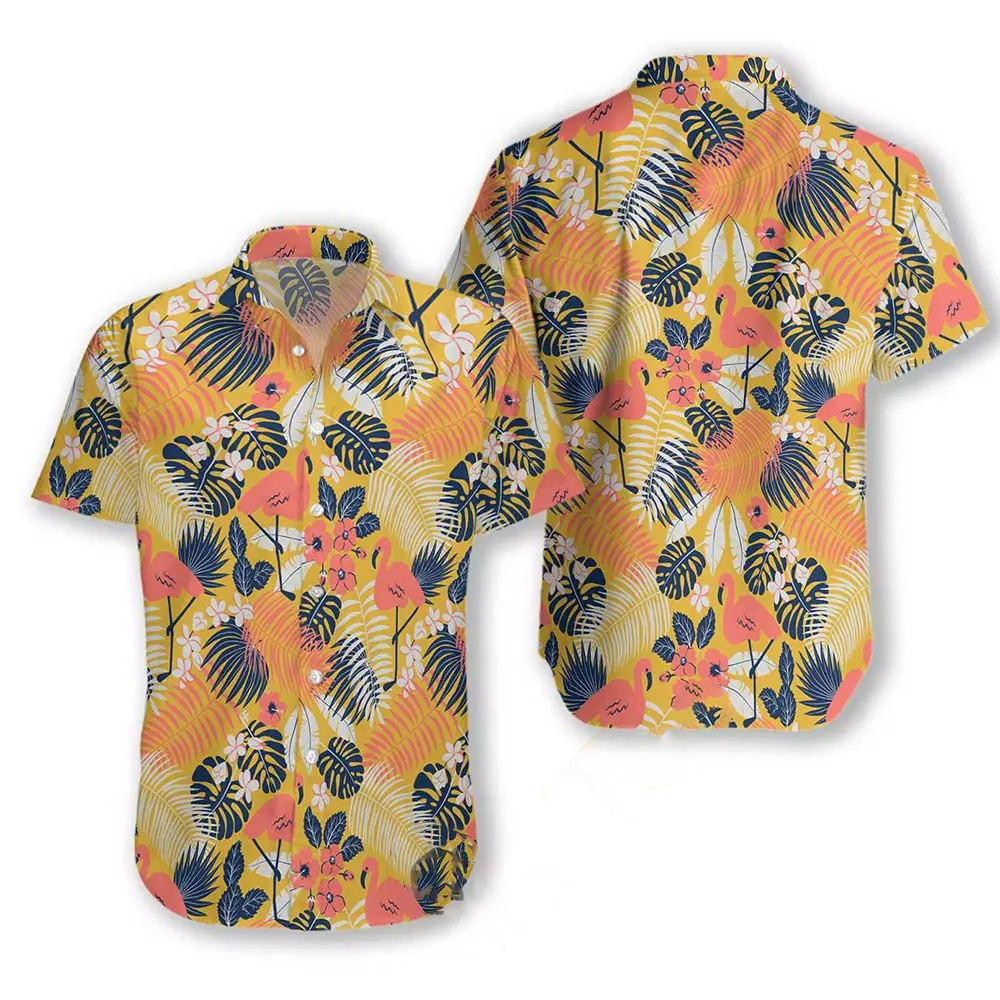 Tropical Flamingo Seamless Pattern Hawaiian shirts
