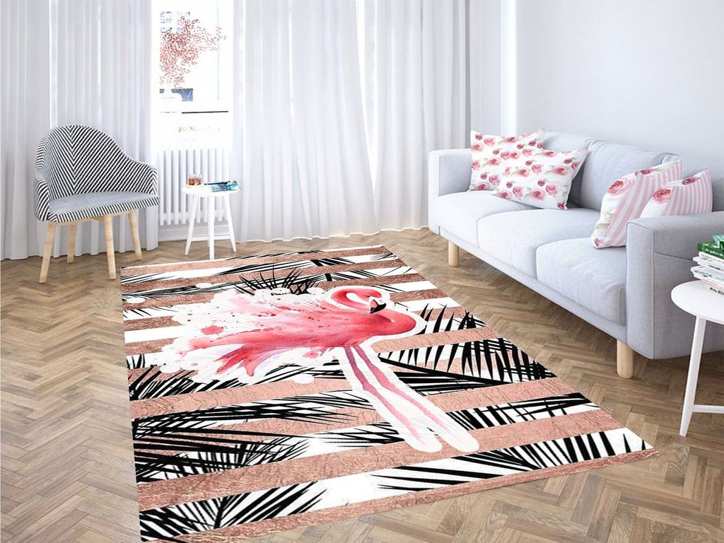 Flamingo Background Living Room Modern Carpet Rug 1 Flamingo Background Living Room Modern Carpet Rug
