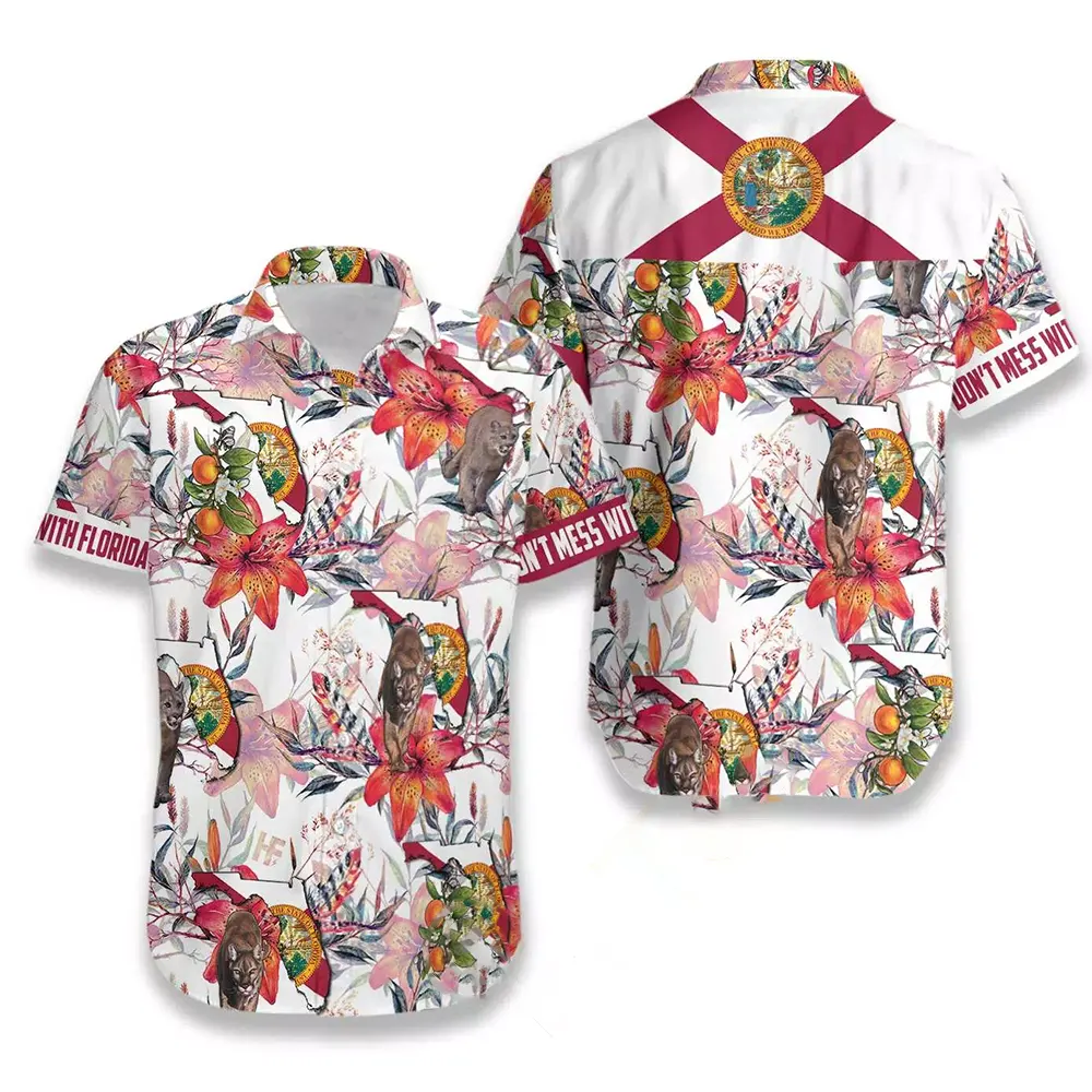 Florida Panther And Orange Blossom Hawaiian shirts