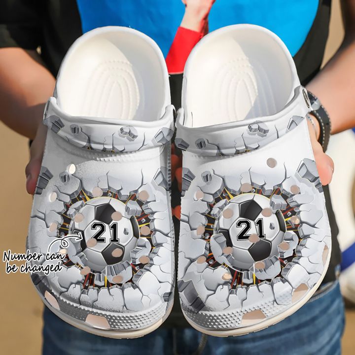 Football Personalized Crack Crocs Clog Shoes