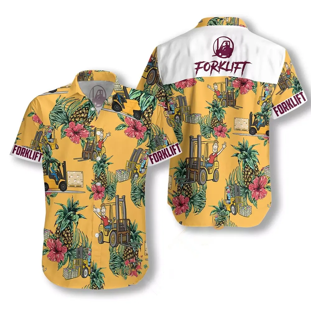 Forklift Pineapple Seamless Pattern Hawaiian shirts