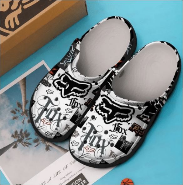 Fox Racing Black And White Crocs Clog Shoes 1 Fox Racing Black And White Crocs Clog Shoes