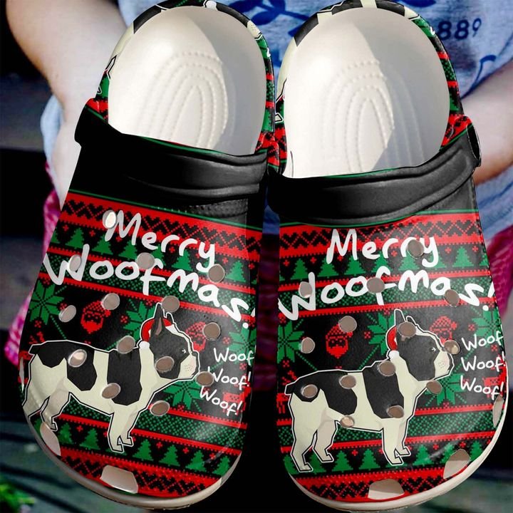 French Bull Dog Merry Woofmas Crocs Clog Shoes 10 French Bull Dog Merry Woofmas Crocs Clog Shoes