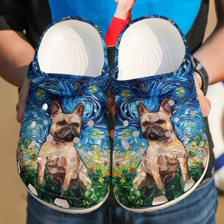 French Bulldog Starry Night Crocs Clog Shoes 4 French Bulldog Starry Night Crocs Clog Shoes