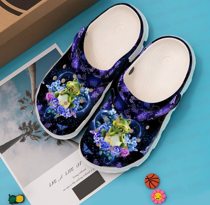 Frog Flowers Crocs Clog Shoes 7 Frog Flowers Crocs Clog Shoes