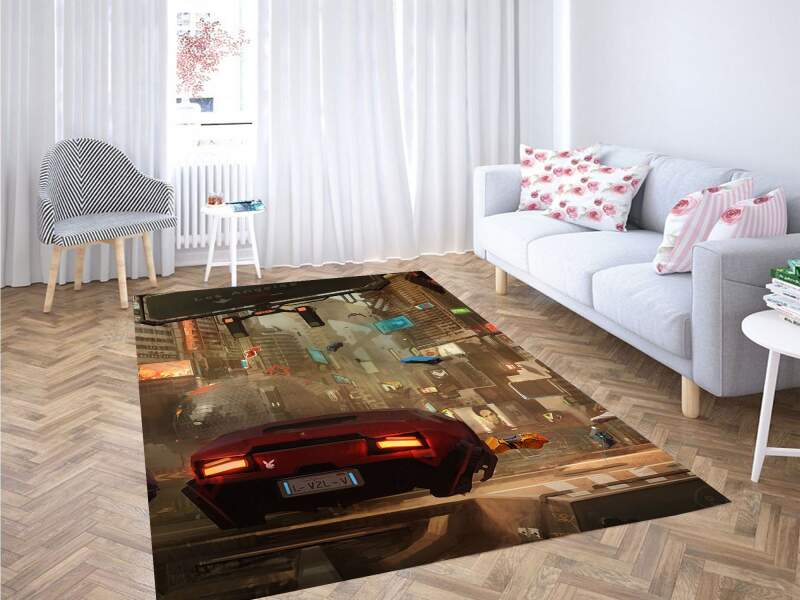 Futuristic City Cyberpunk Rug