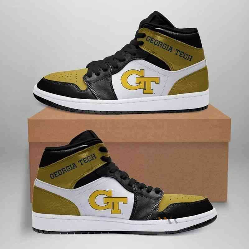Georgia Tech Yellow Custom Air Jordan Shoes