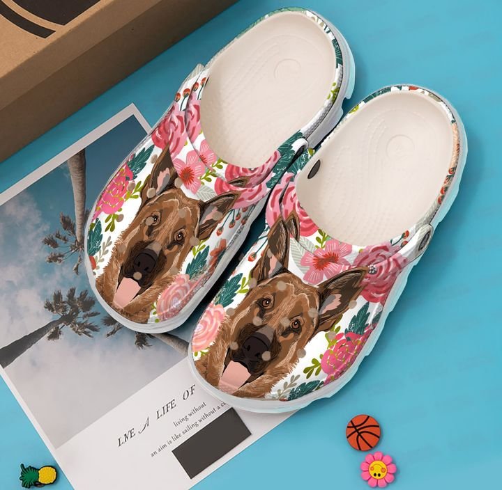 German Shepherd Floral Crocs Clog Shoes