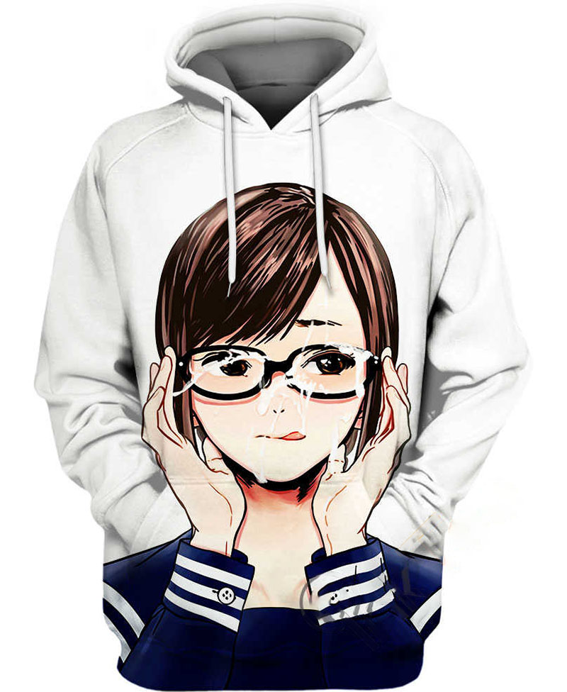Girl Brown Hair Ahegao Hoodie 3D 6 Girl Brown Hair Ahegao Hoodie 3D