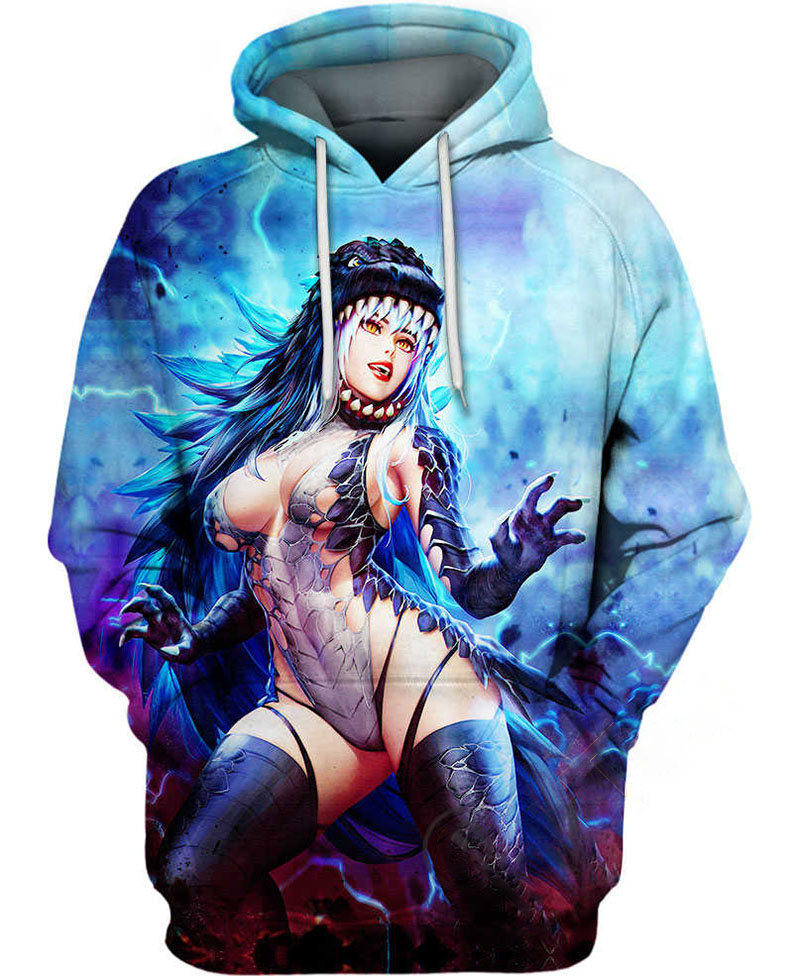 Godzilla Girl Ahegao Hoodie 3D