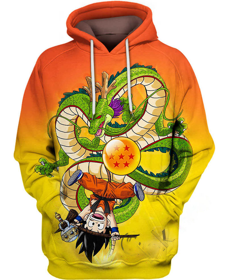Goku Kid With Shenron Hoodie 3D 1 Goku Kid With Shenron Hoodie 3D