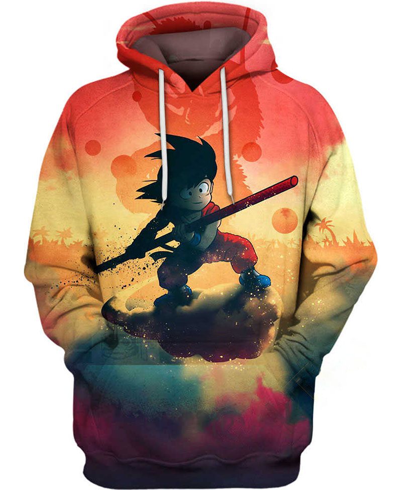 Goku On Flying Nimbus Hoodie 3D