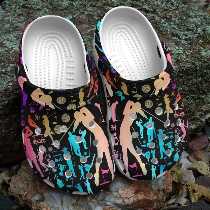 Golf Rainbow Crocs Clog Shoes