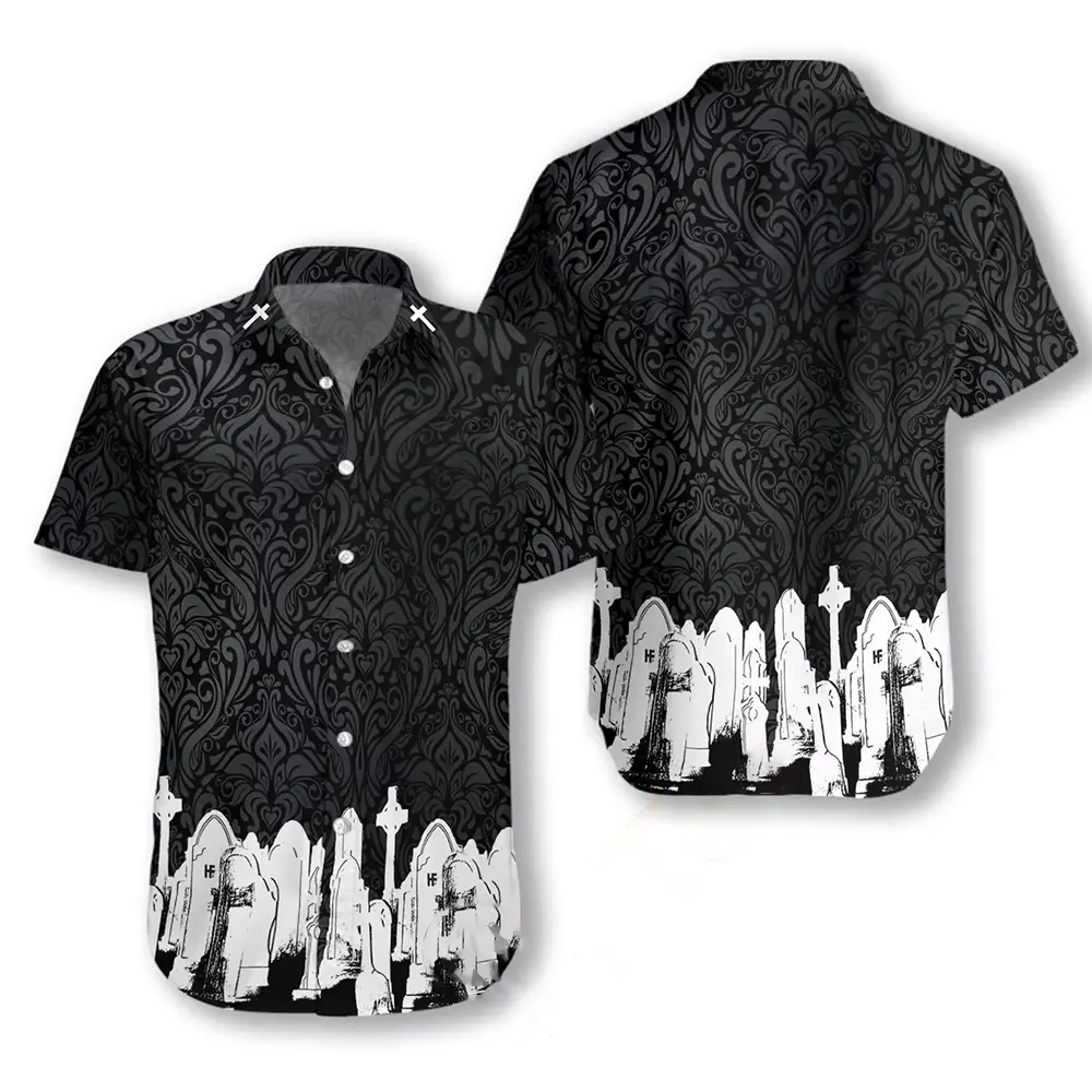 Graveyard Skull Goth Hawaiian shirts