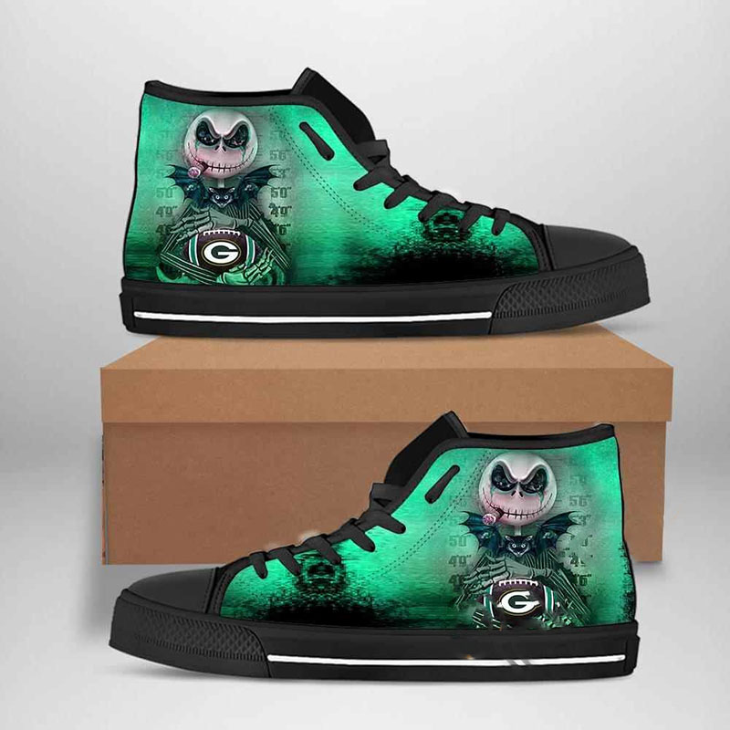 Green Bay Packers Nfl Football Jack Skellington High Top Shoes